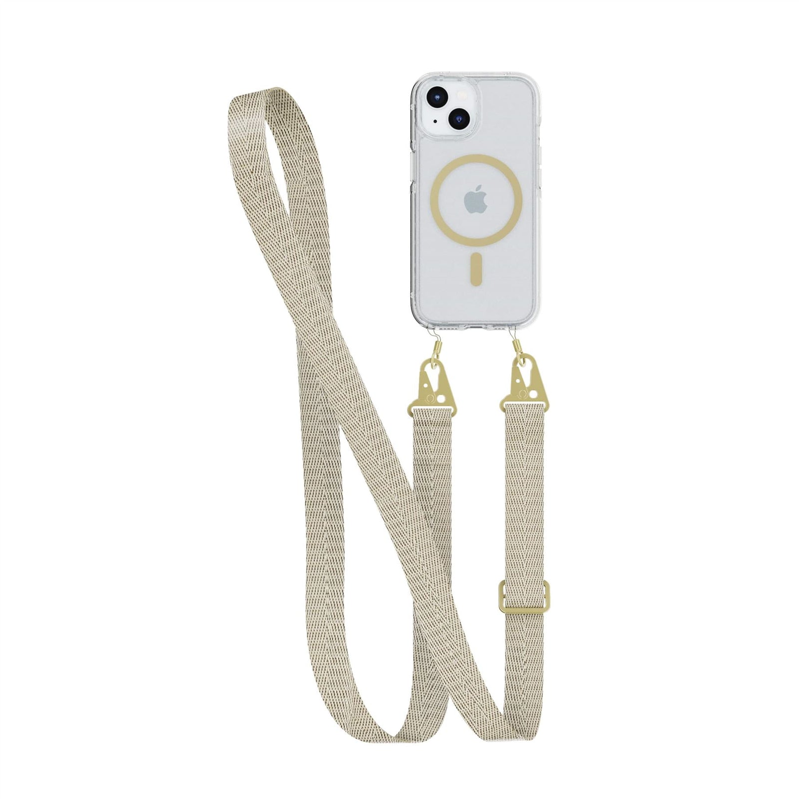 FlexQuartz - Apple iPhone 16e/ 15 Case MagSafe Compatible with Cross-Body - Gold