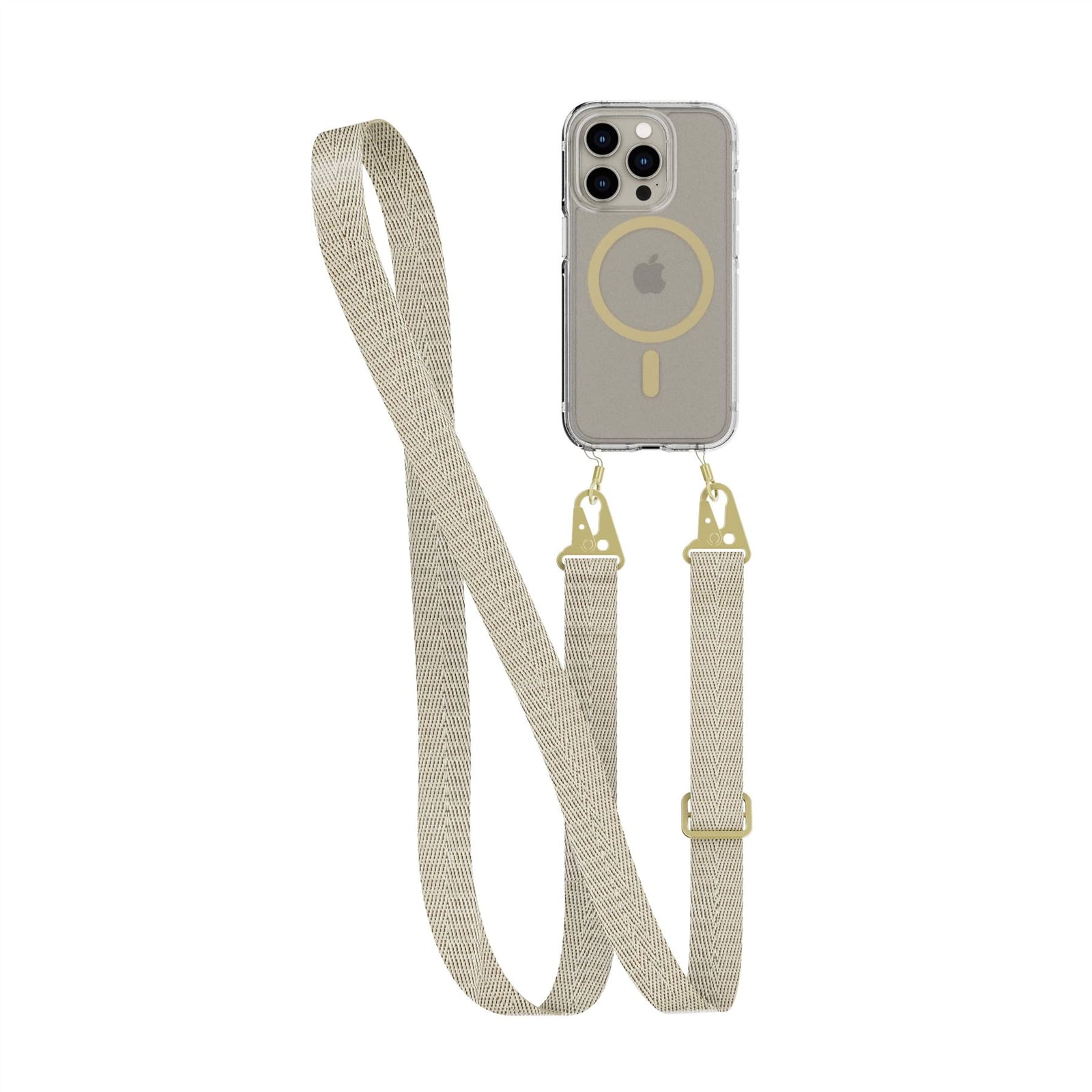 FlexQuartz - Apple iPhone 15 Pro Case MagSafe Compatible with Cross-Body - Gold