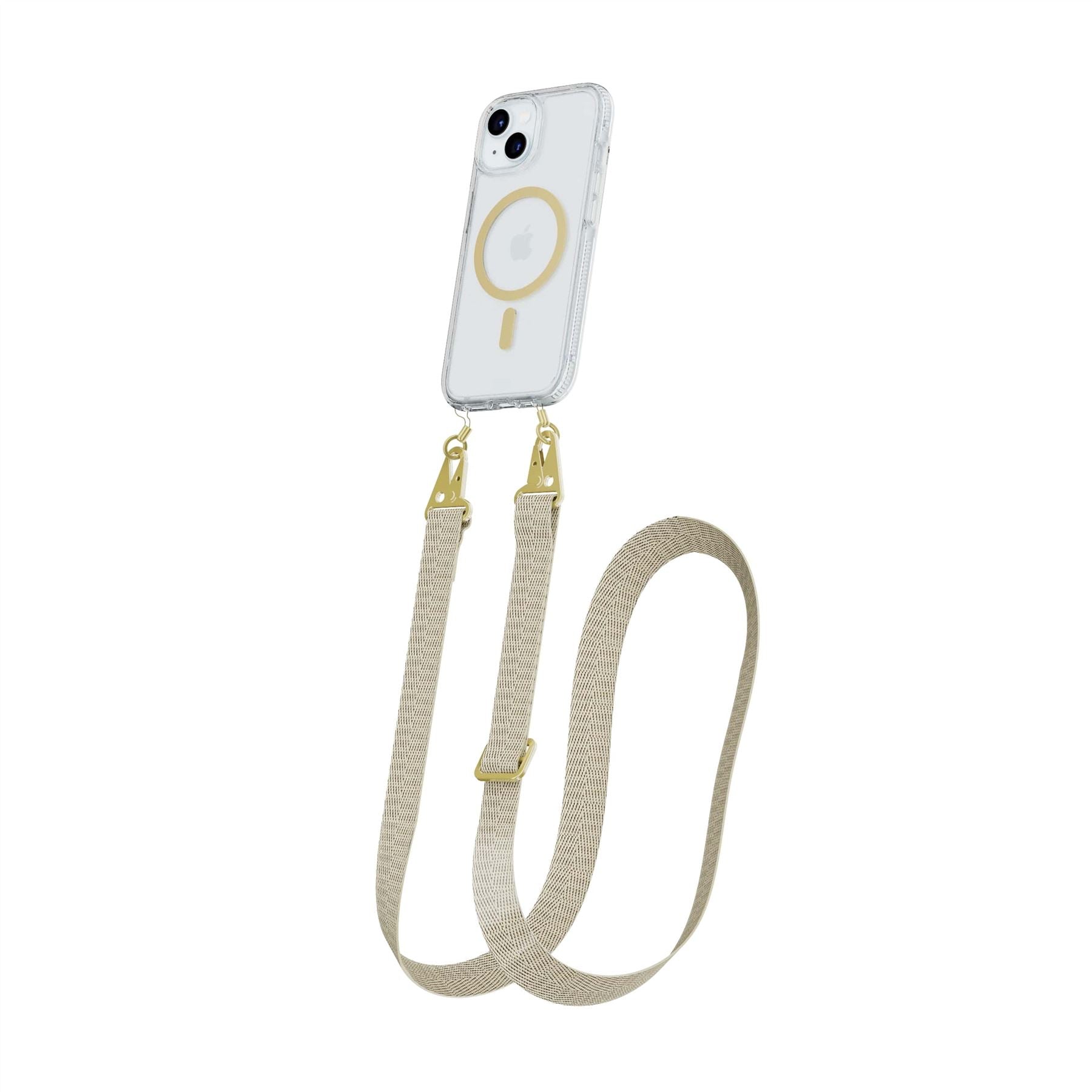 FlexQuartz - Apple iPhone 16e/ 15 Case MagSafe Compatible with Cross-Body - Gold