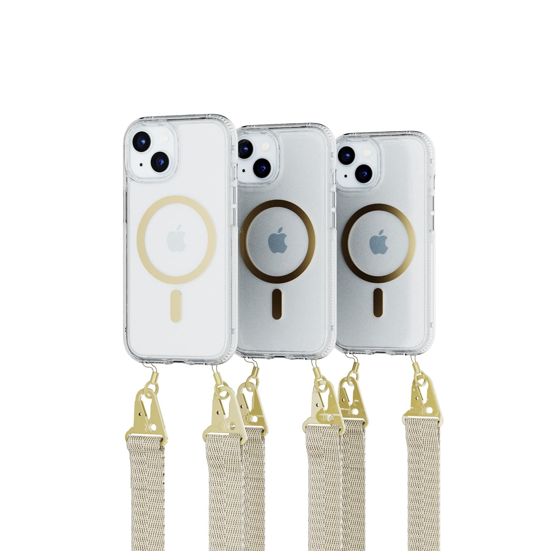 FlexQuartz - Apple iPhone 16e/ 15 Case MagSafe Compatible with Cross-Body - Gold