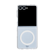 View of the back of the phone case from straight on with phone inside#color_clear