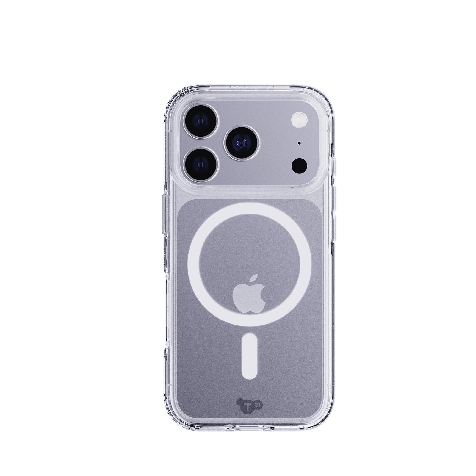 View of the back of the phone case from straight on with phone inside#color_clear