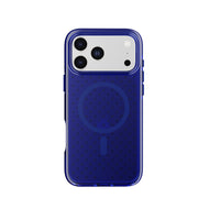 View of the back of the phone case from straight on with phone inside#color_electric-blue