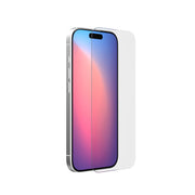 Three-quarter view of device with screen showing and screen protector hovering above screen#color_clear