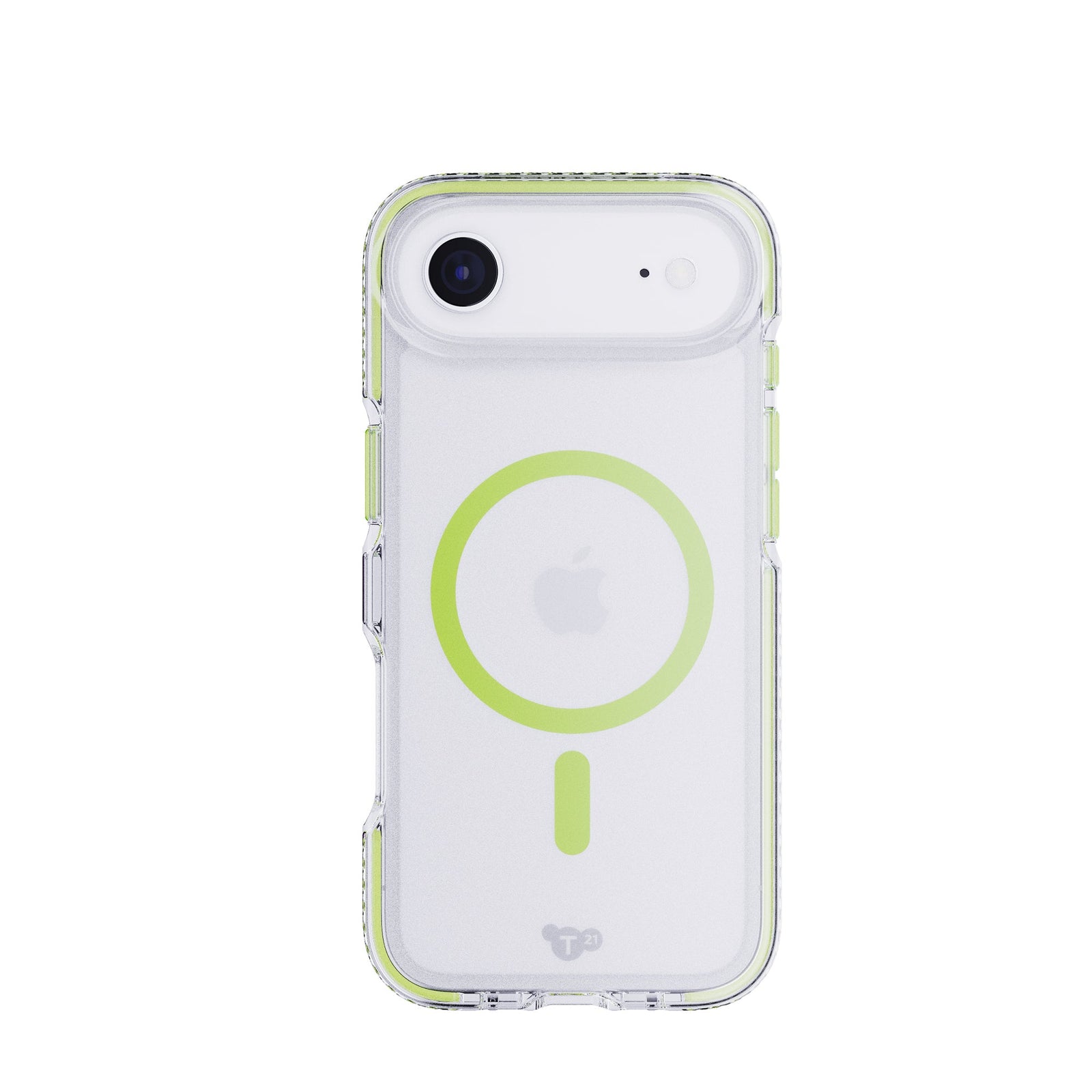View of the back of the phone case from straight on with phone inside#color_green-glow-in-the-dark-magsafe-ring
