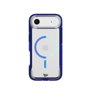 View of the back of the phone case from straight on with phone inside#color_electric-blue-jelly-mint