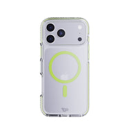 View of the back of the phone case from straight on with phone inside#color_green-glow-in-the-dark-magsafe-ring
