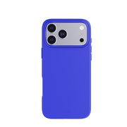 View of the back of the phone case from straight on with phone inside#color_electric-blue