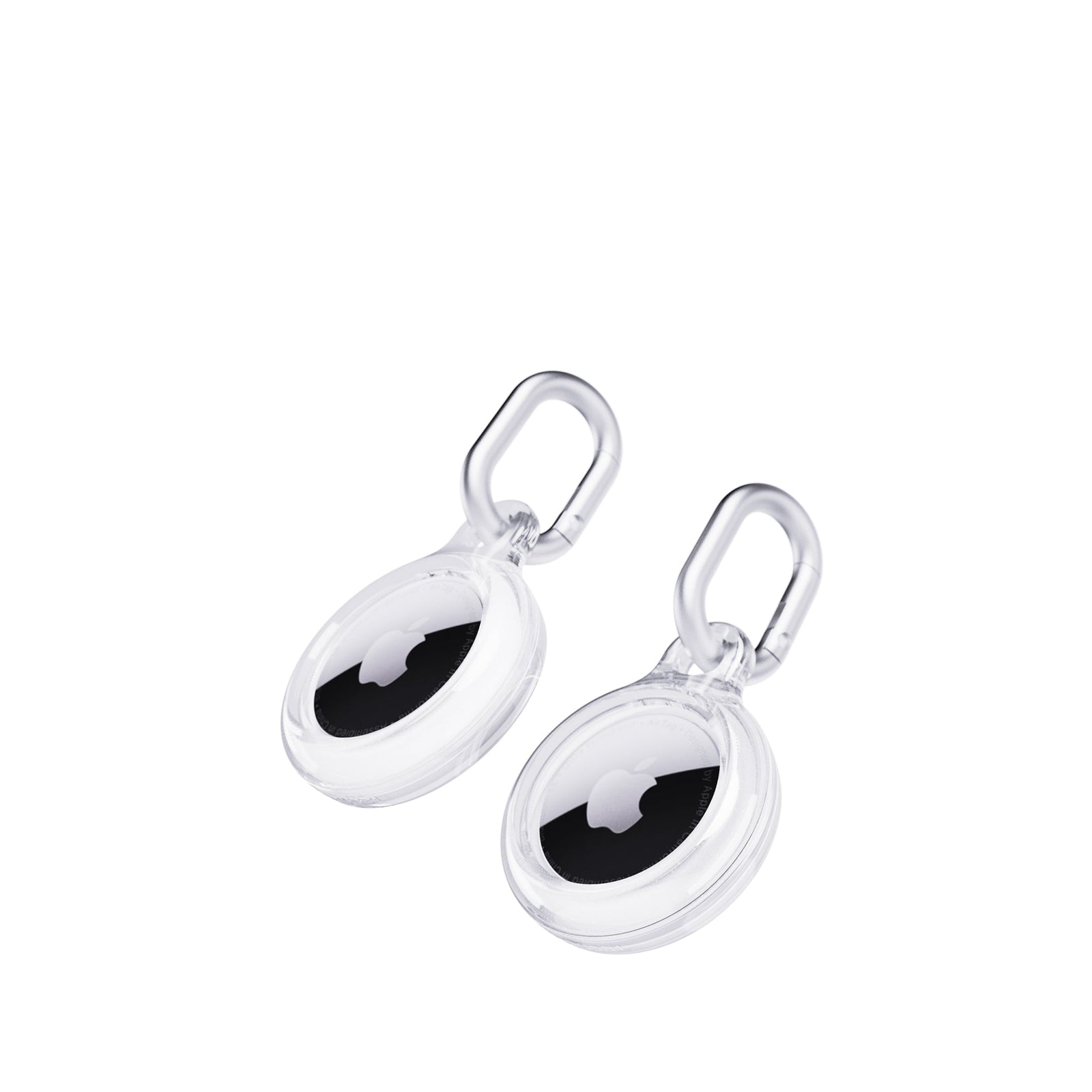 Three-quarter tilted view of front of AirTag cases#color_clear