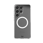 View of the back of the phone case from straight on with phone inside#color_clear