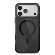 View of the back of the phone case from straight on with phone inside#color_smokey-black