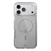 View of the back of the phone case from straight on with phone inside#color_clear-silver