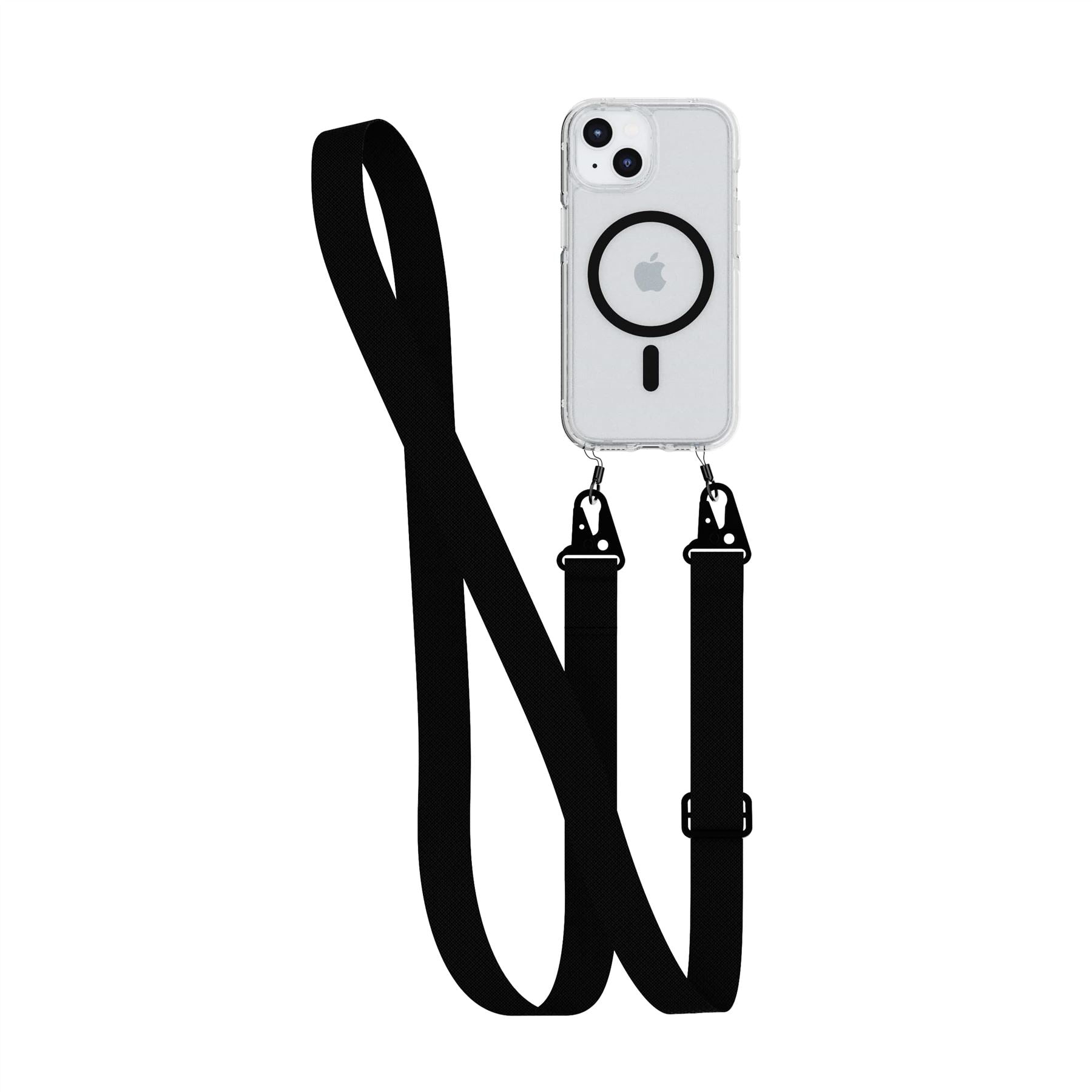 FlexQuartz - Apple iPhone 16e/ 15 Case MagSafe Compatible with Cross-Body- Black