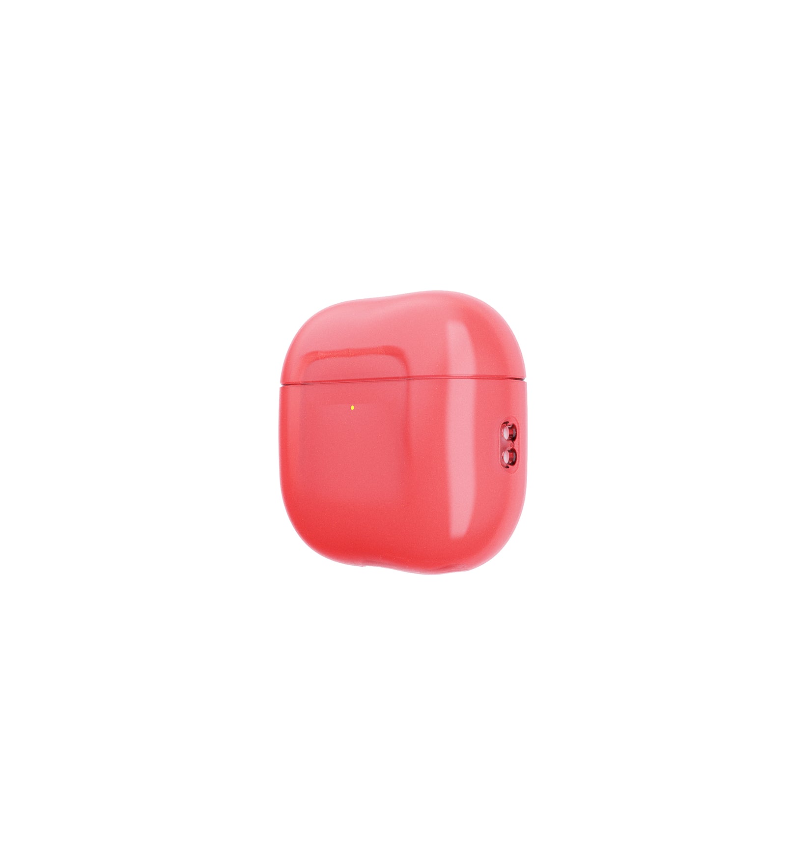 Three-quarter view of front of AirPods case with lid closed#color_sunset-coral