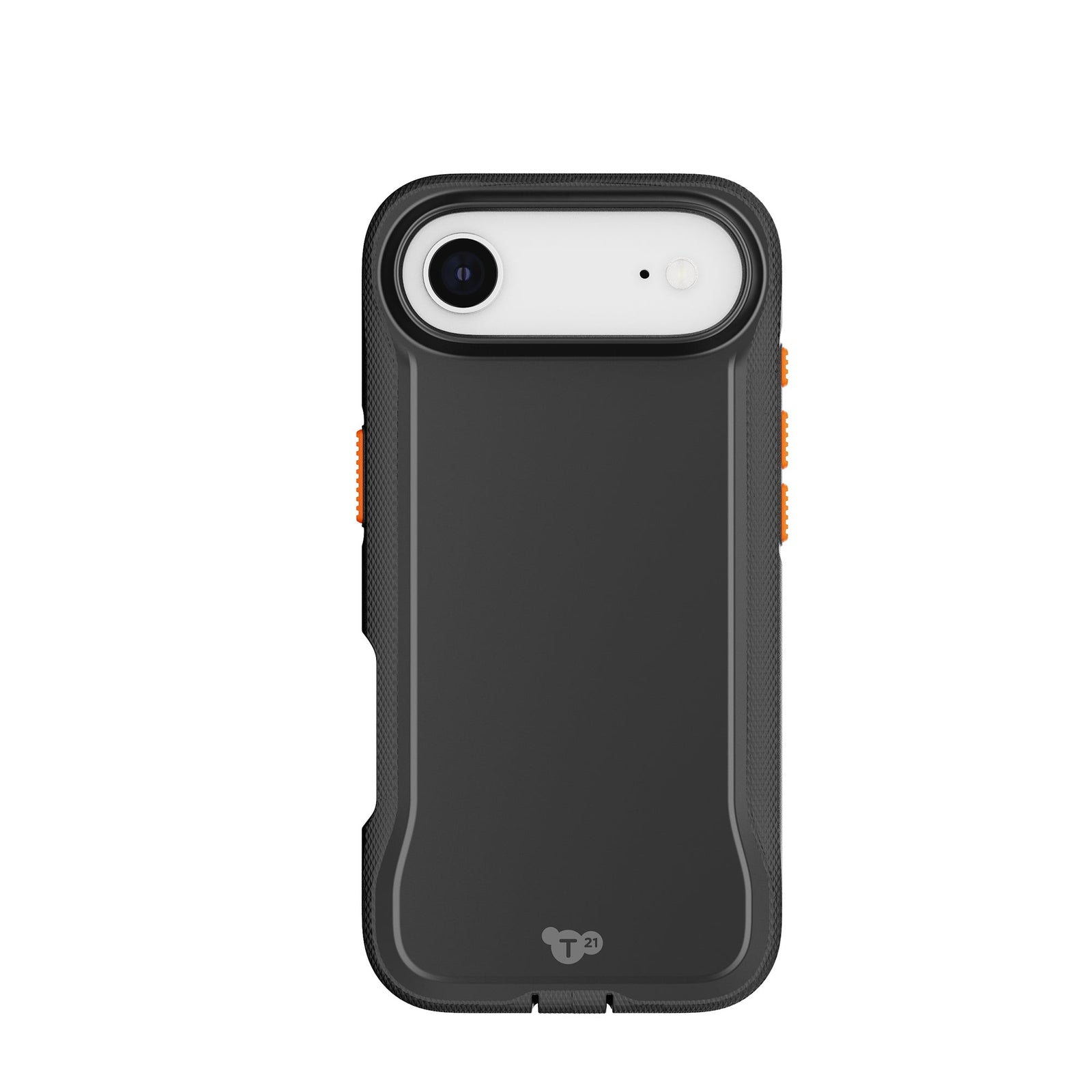 View of the back of the phone case from straight on with phone inside#color_black
