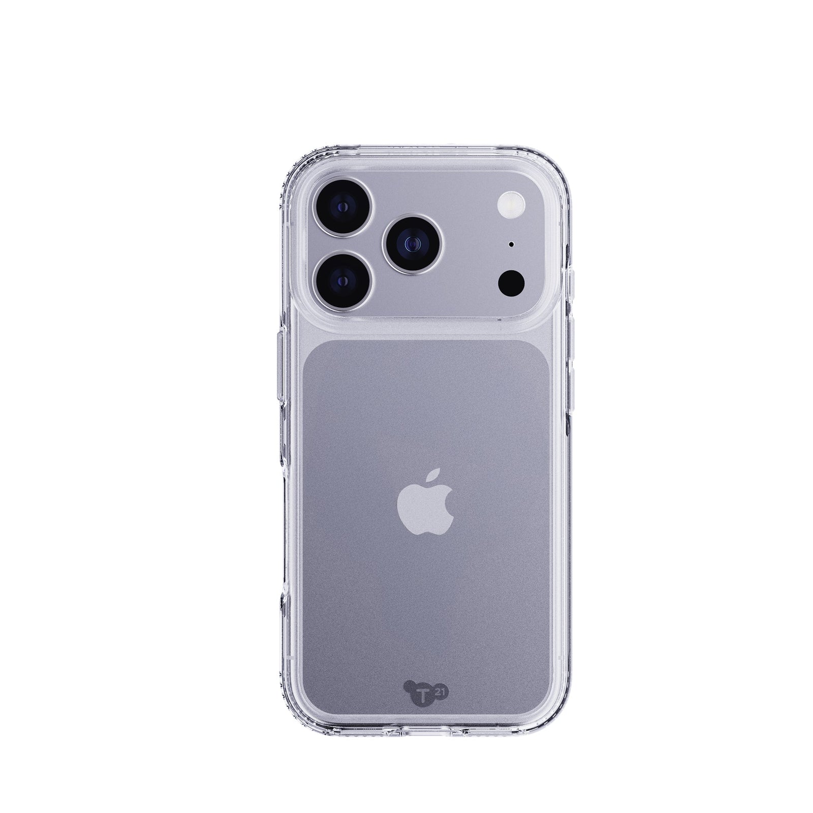 View of the back of the phone case from straight on with phone inside#color_clear