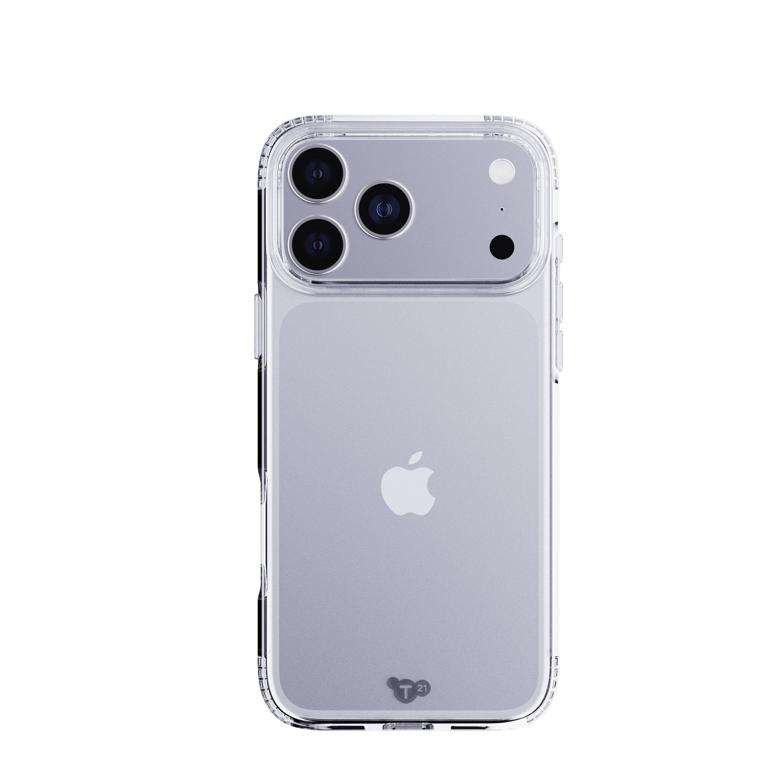 View of the back of the phone case from straight on with phone inside#color_clear