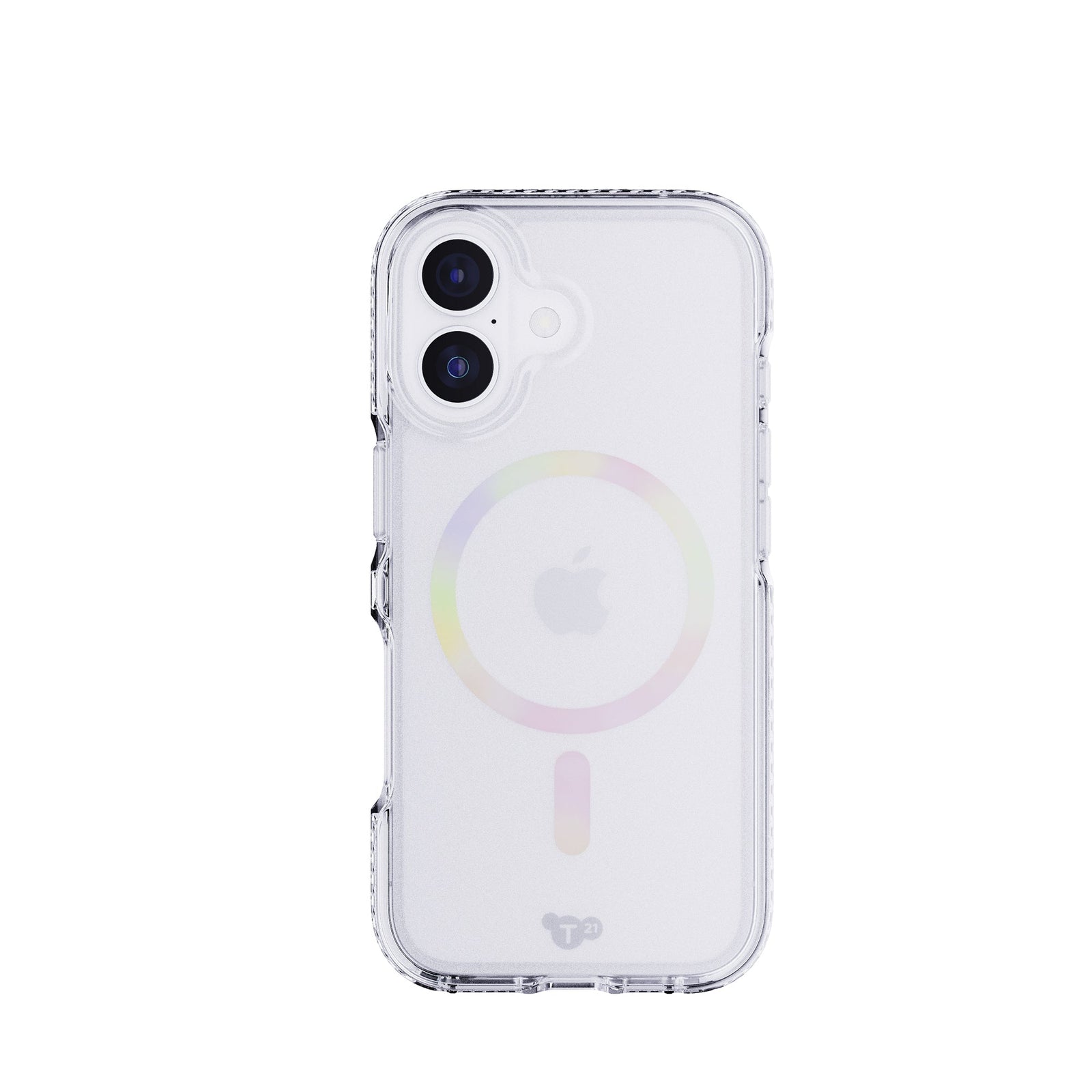 View of the back of the phone case from straight on with phone inside#color_iridescent
