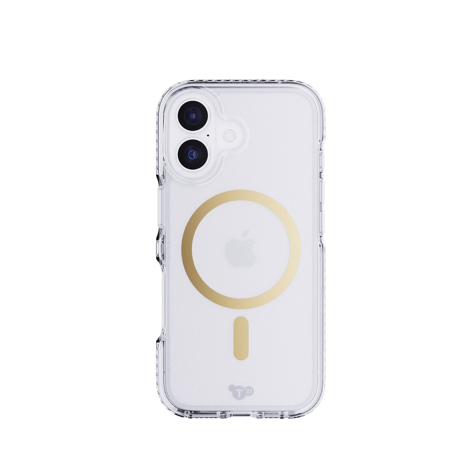 View of the back of the phone case from straight on with phone inside#color_metallic-gold