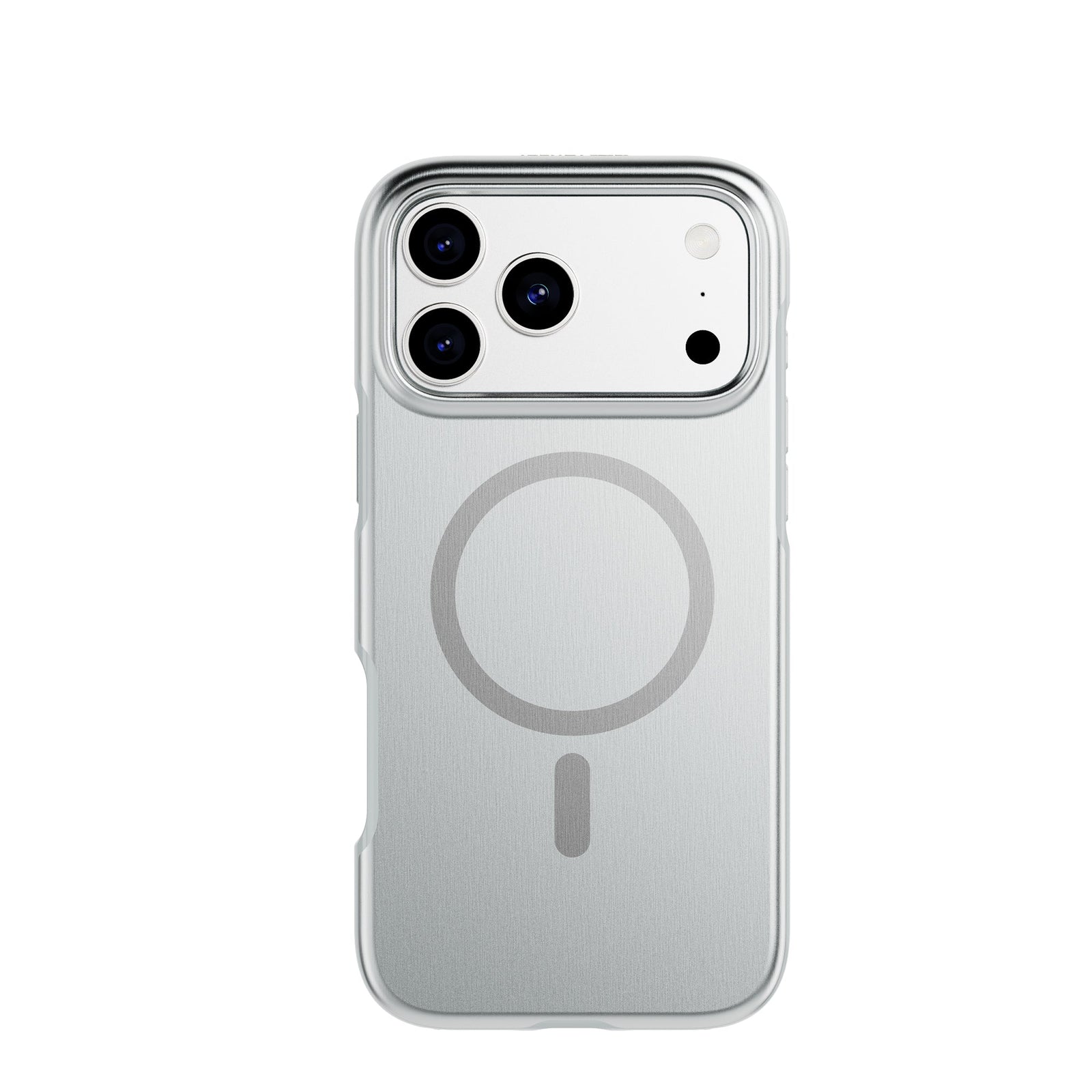 View of the back of the phone case from straight on with phone inside#color_titanium