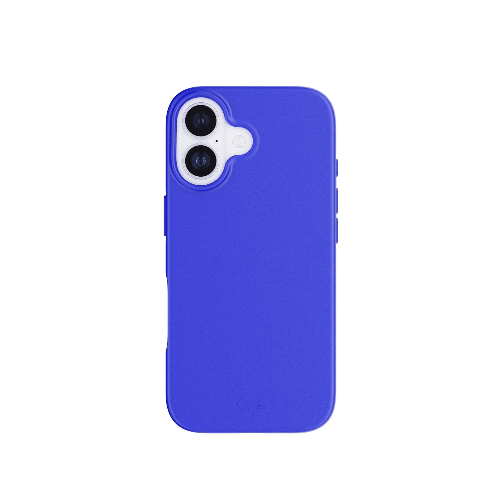 View of the back of the phone case from straight on with phone inside#color_electric-blue
