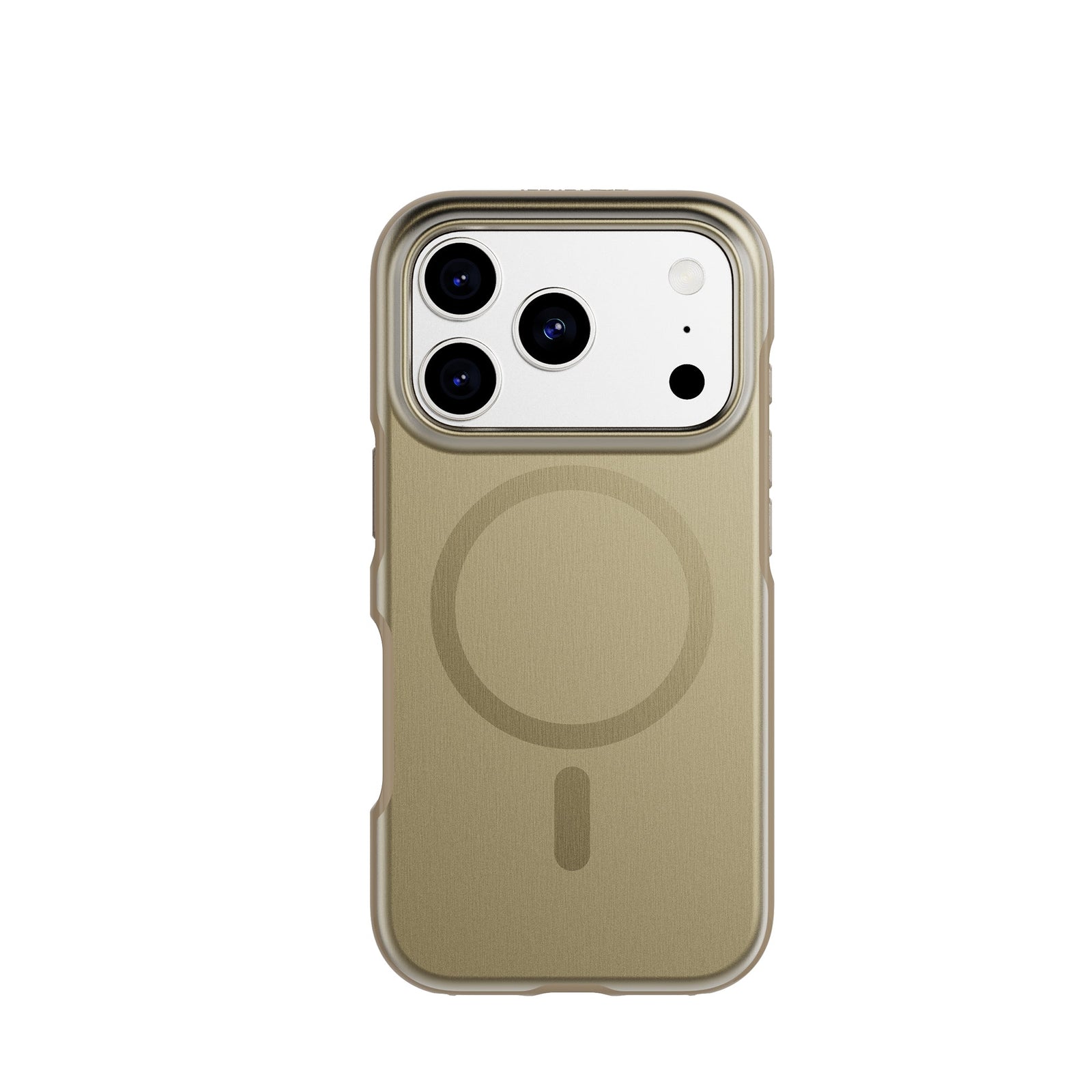 View of the back of the phone case from straight on with phone inside#color_copper