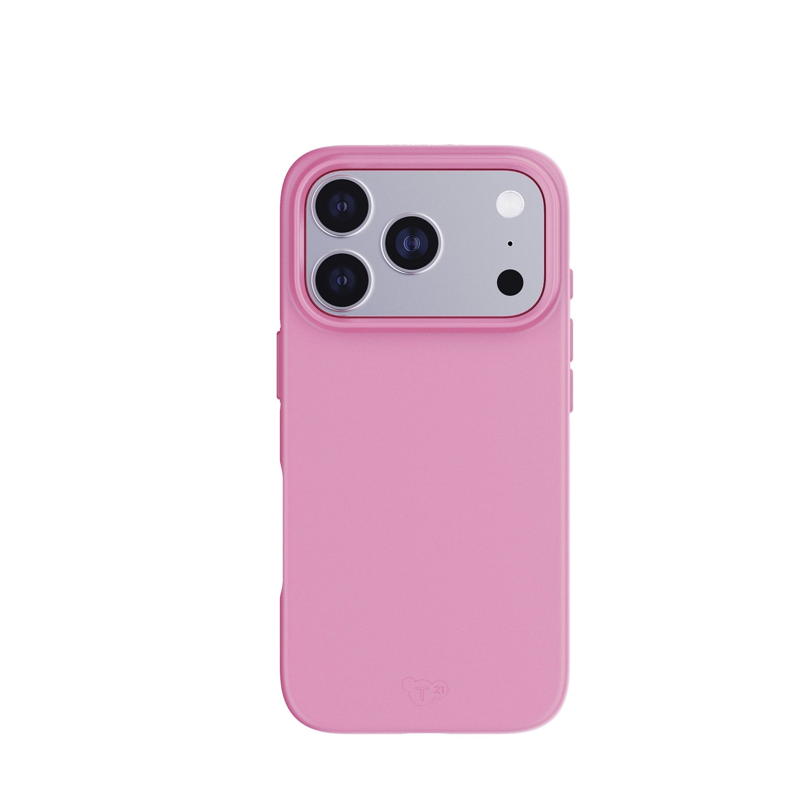 View of the back of the phone case from straight on with phone inside#color_thrift-pink