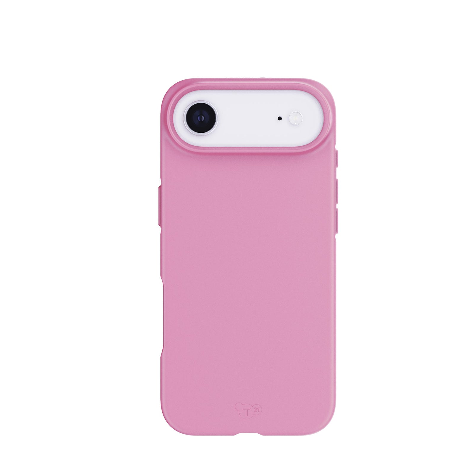 View of the back of the phone case from straight on with phone inside#color_thrift-pink