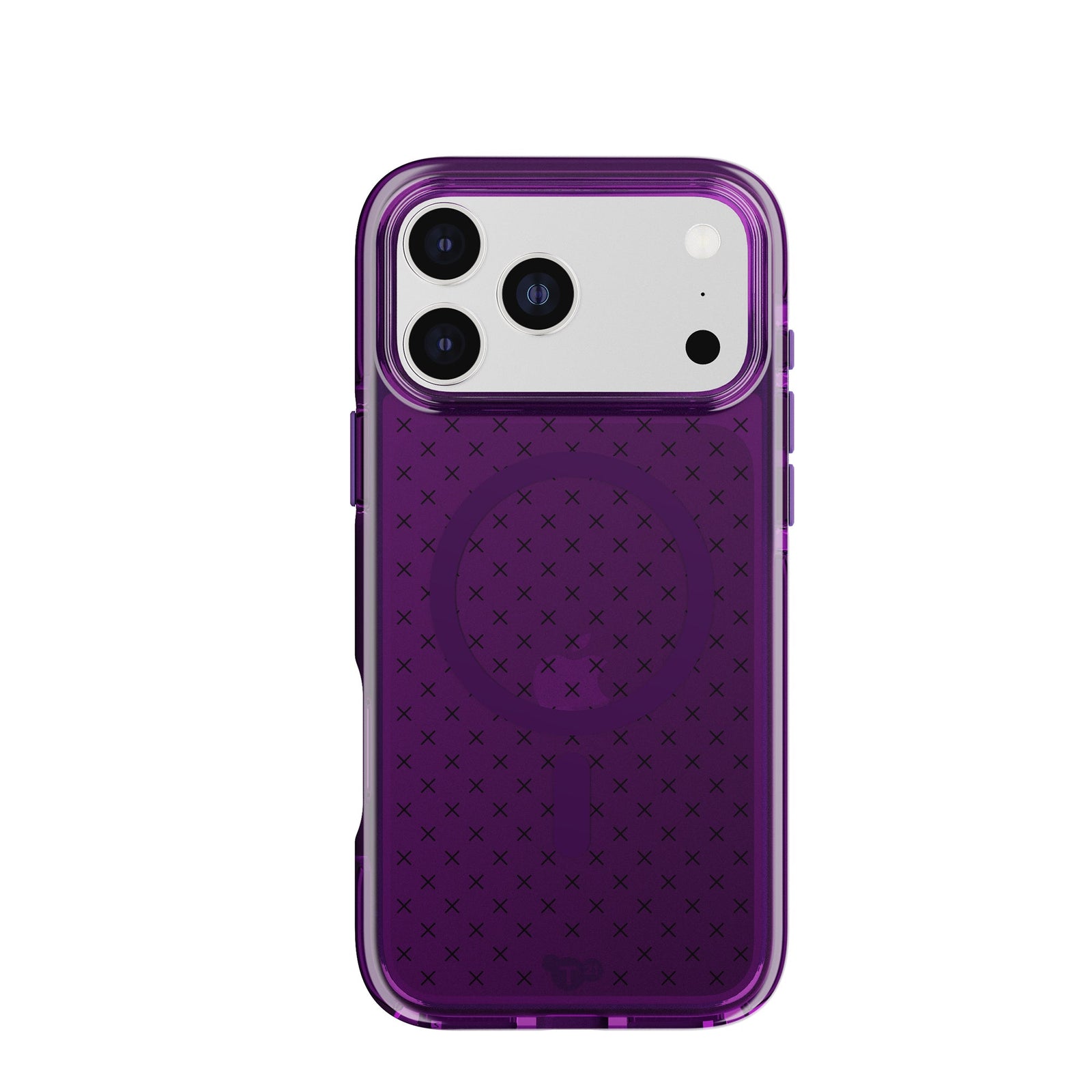 View of the back of the phone case from straight on with phone inside#color_kindred-purple