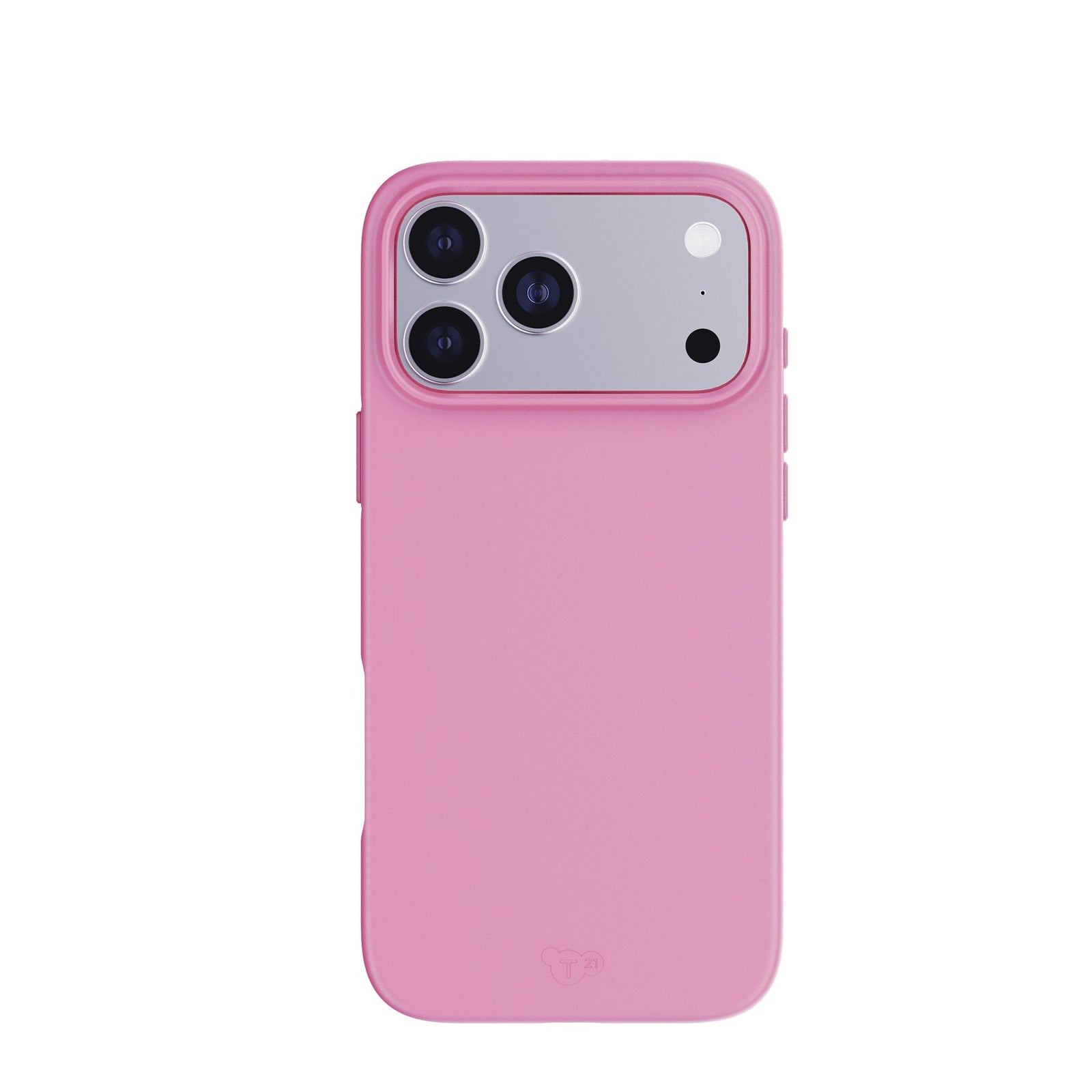 View of the back of the phone case from straight on with phone inside#color_thrift-pink
