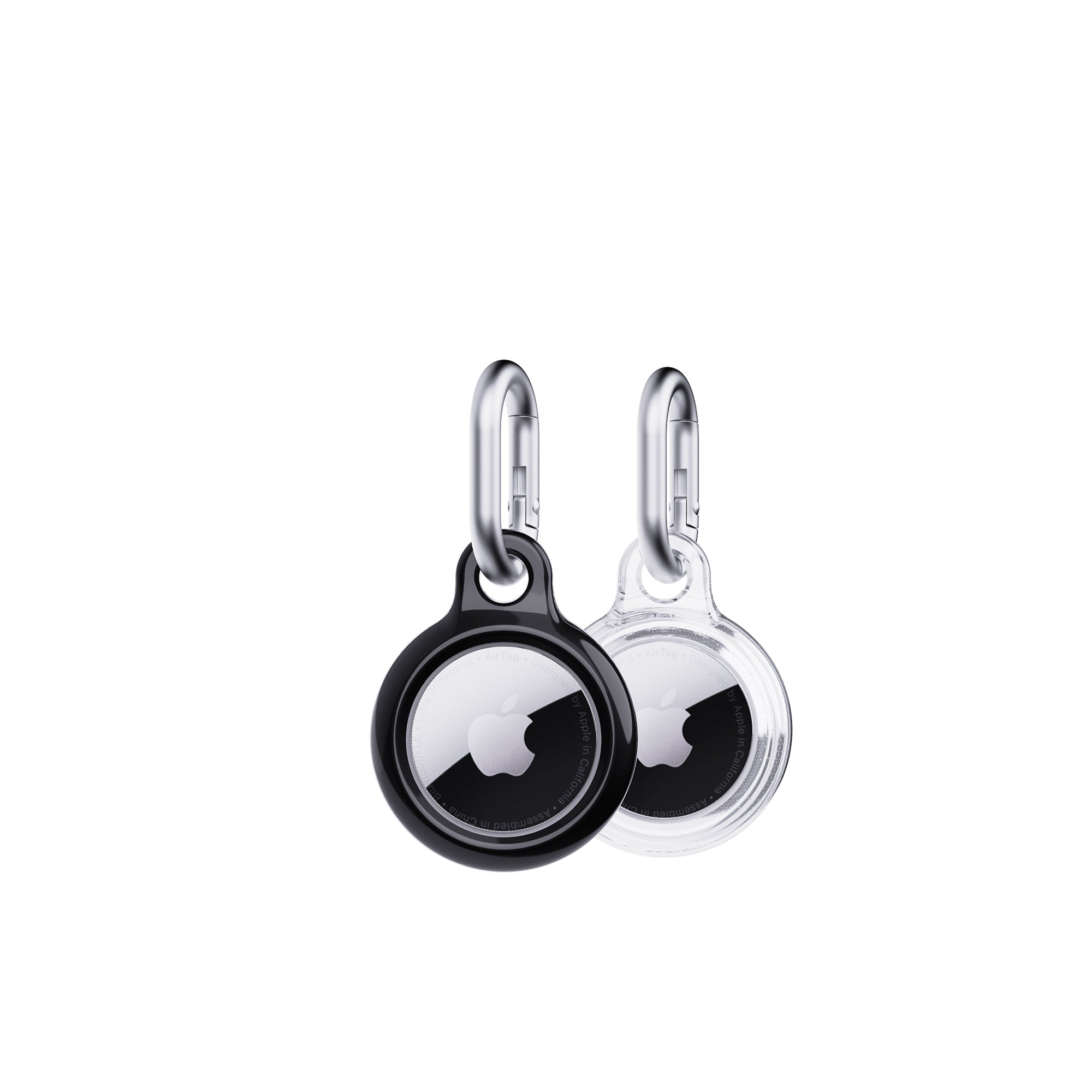 EvoPop - Apple AirTag Case Bundle (x2) - Black and Clear
