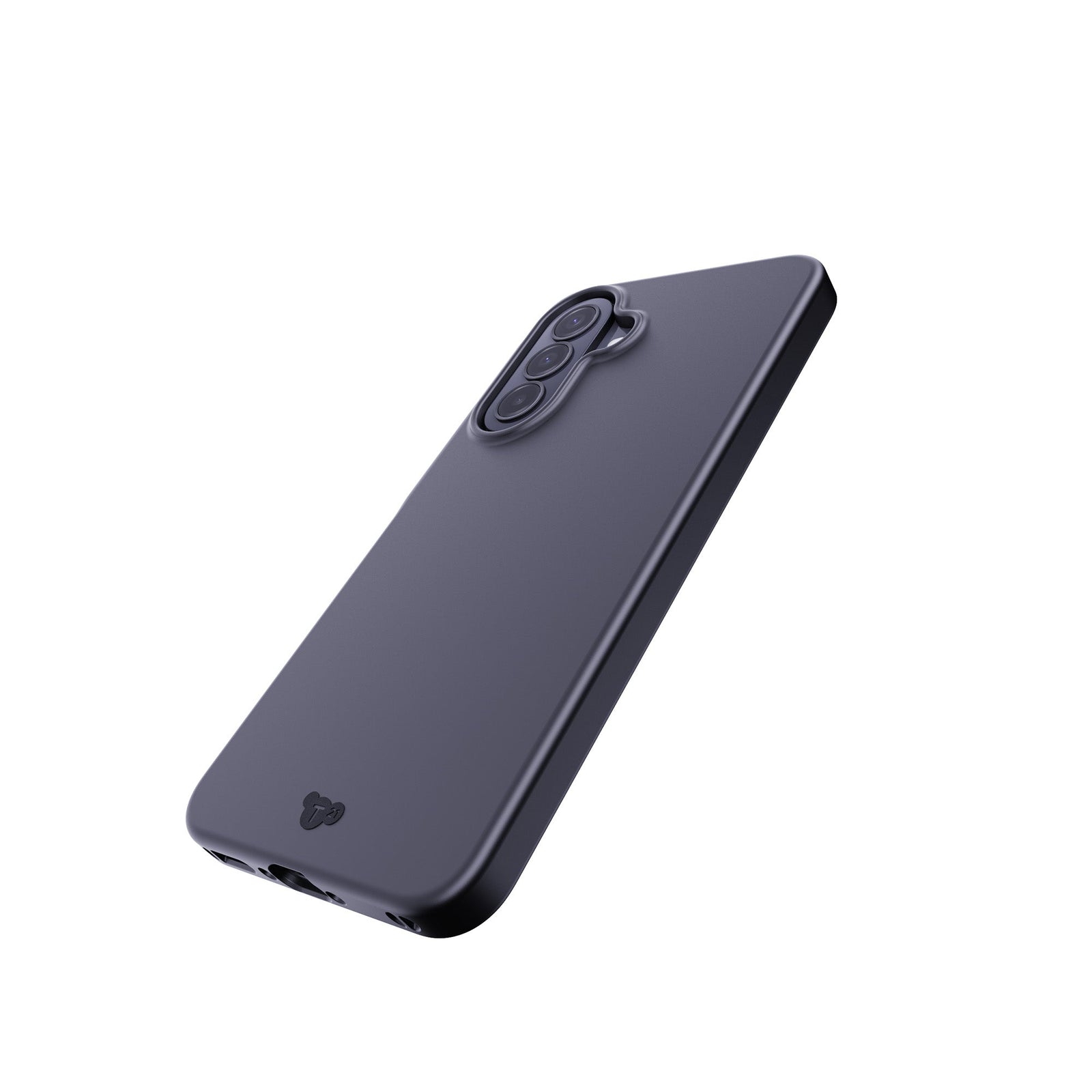 Tilted three-quarter tilted view of back of phone case with phone inside#color_black