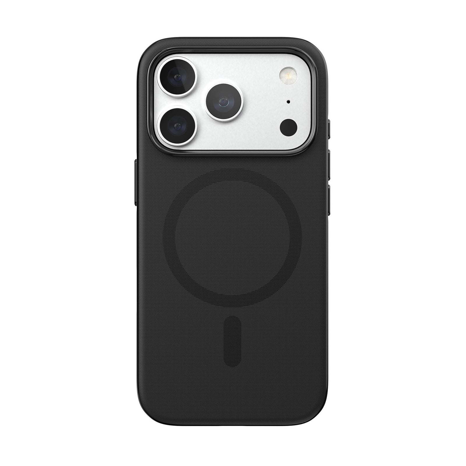 View of the back of the phone case from straight on with phone inside#color_black