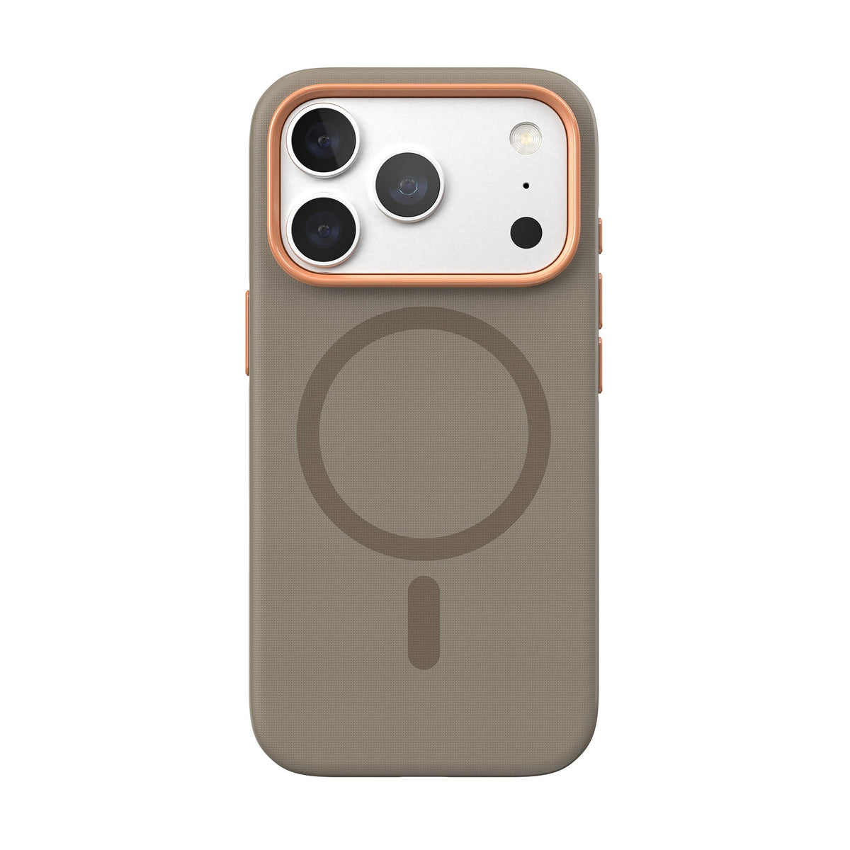 View of the back of the phone case from straight on with phone inside#color_espresso
