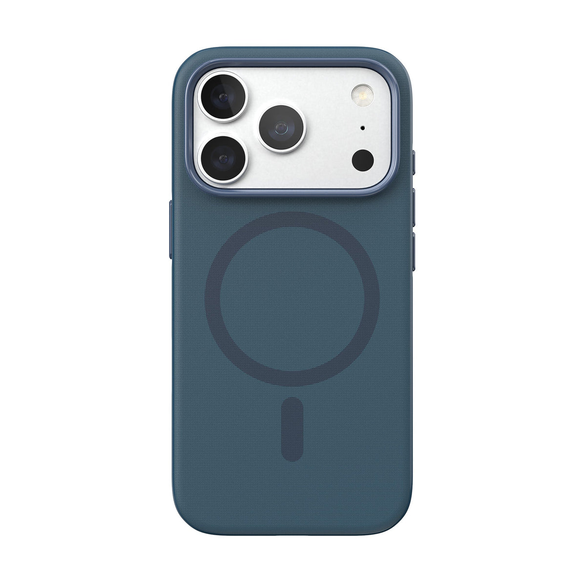 View of the back of the phone case from straight on with phone inside#color_deep-sea