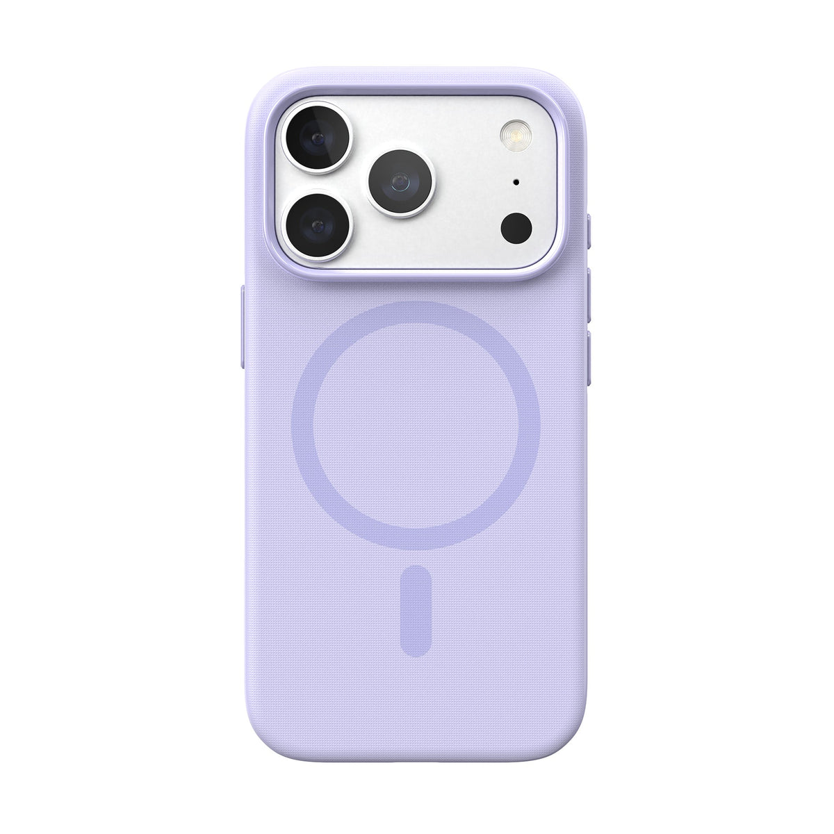 View of the back of the phone case from straight on with phone inside#color_lilac