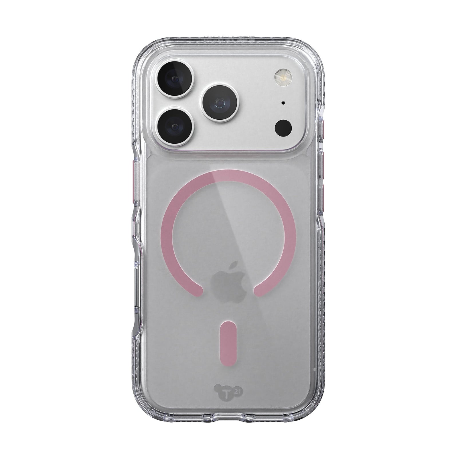 View of the back of the phone case from straight on with phone inside#color_clear-quartz-pink