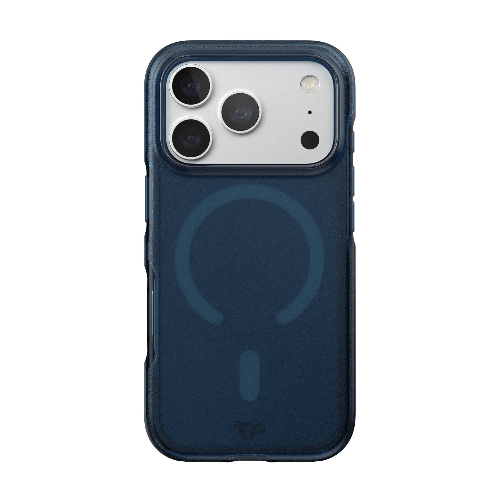 View of the back of the phone case from straight on with phone inside#color_deep-sea-tint