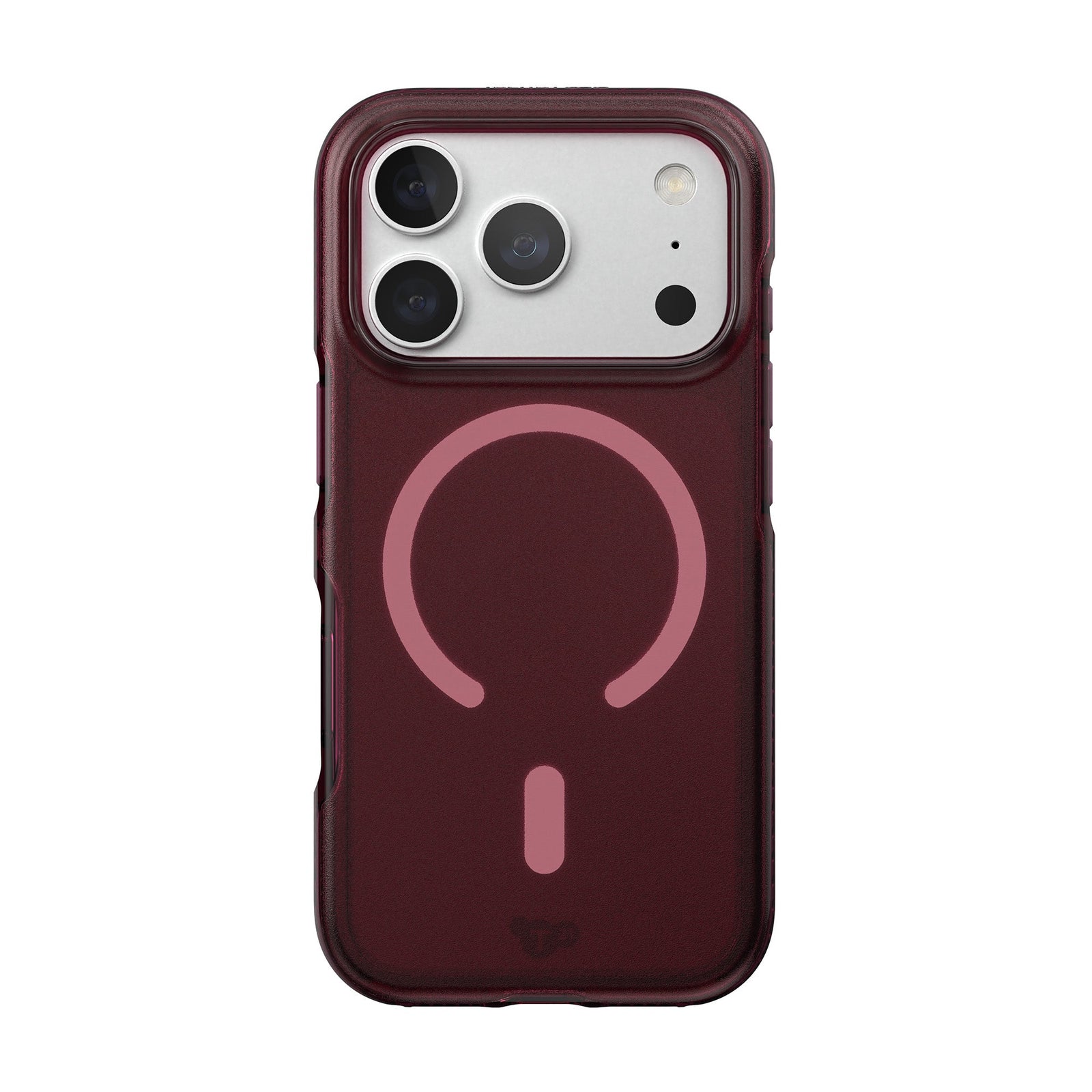 View of the back of the phone case from straight on with phone inside#color_cherry-tint