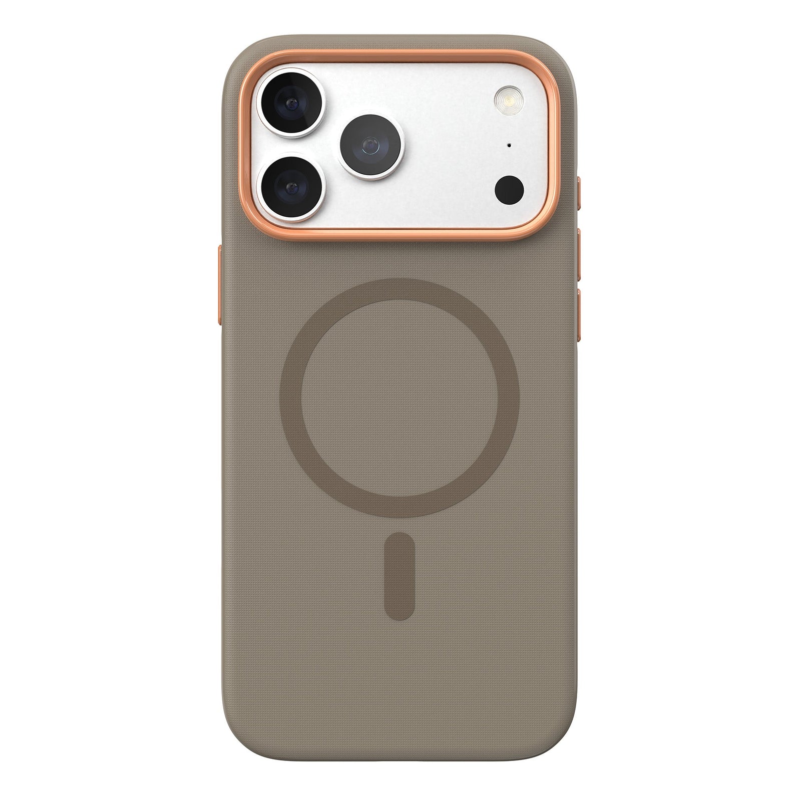 View of the back of the phone case from straight on with phone inside#color_espresso