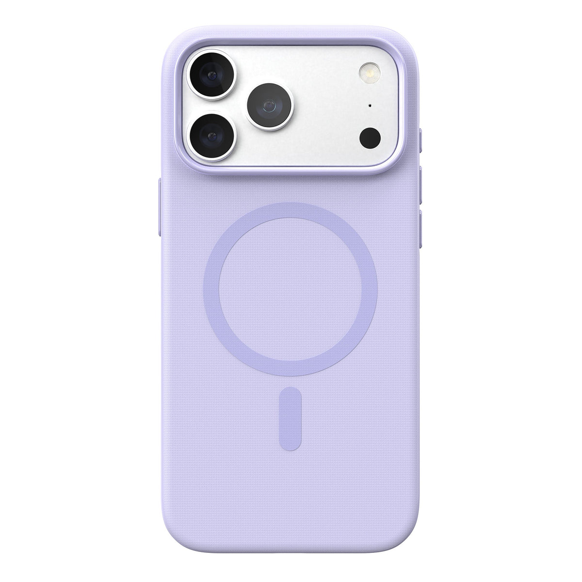 View of the back of the phone case from straight on with phone inside#color_lilac