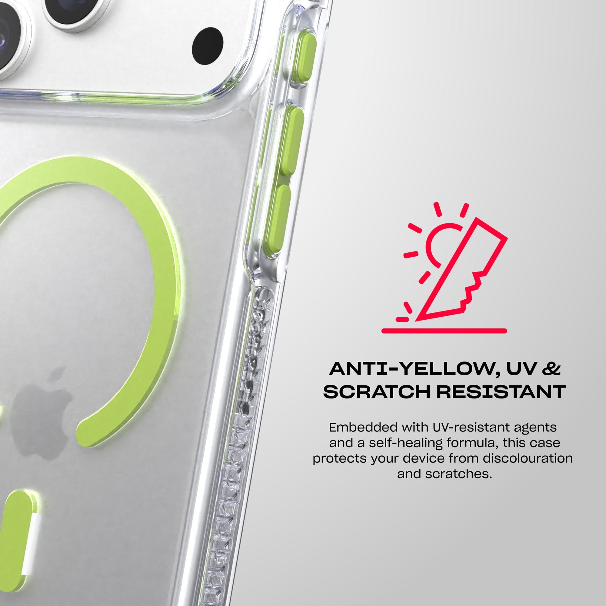 EvoCrystal Glow MagSafe - Apple iPhone 18 Pro Max/17 Pro Max Case - Clear/Neon (Glow-in-the-Dark)