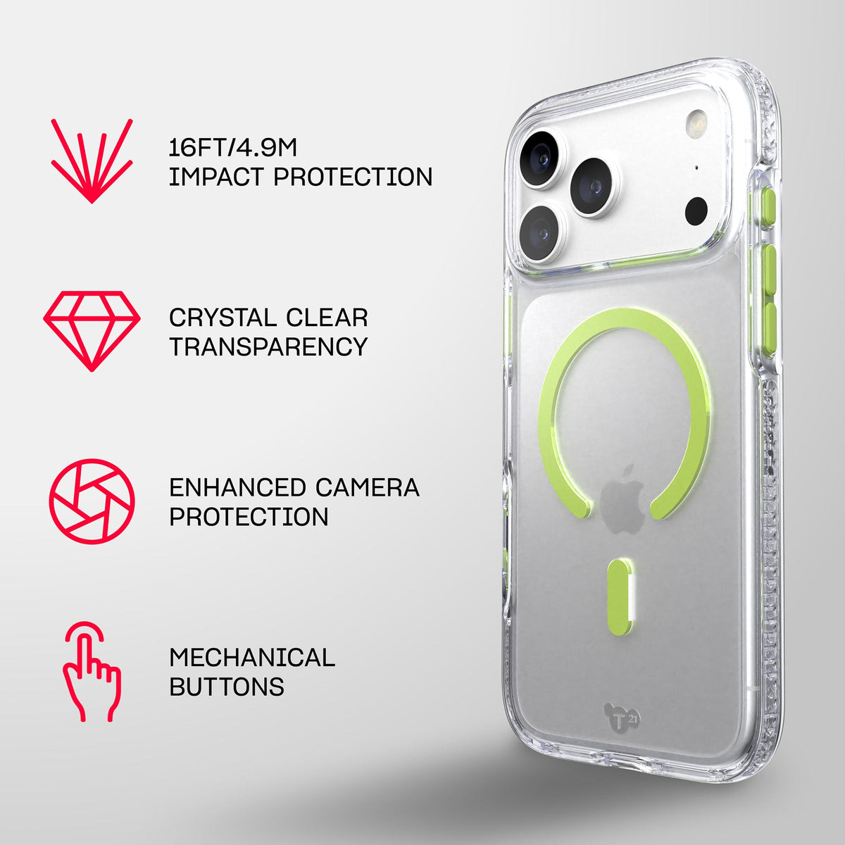 EvoCrystal Glow MagSafe - Apple iPhone 18 Pro Max/17 Pro Max Case - Clear/Neon (Glow-in-the-Dark)