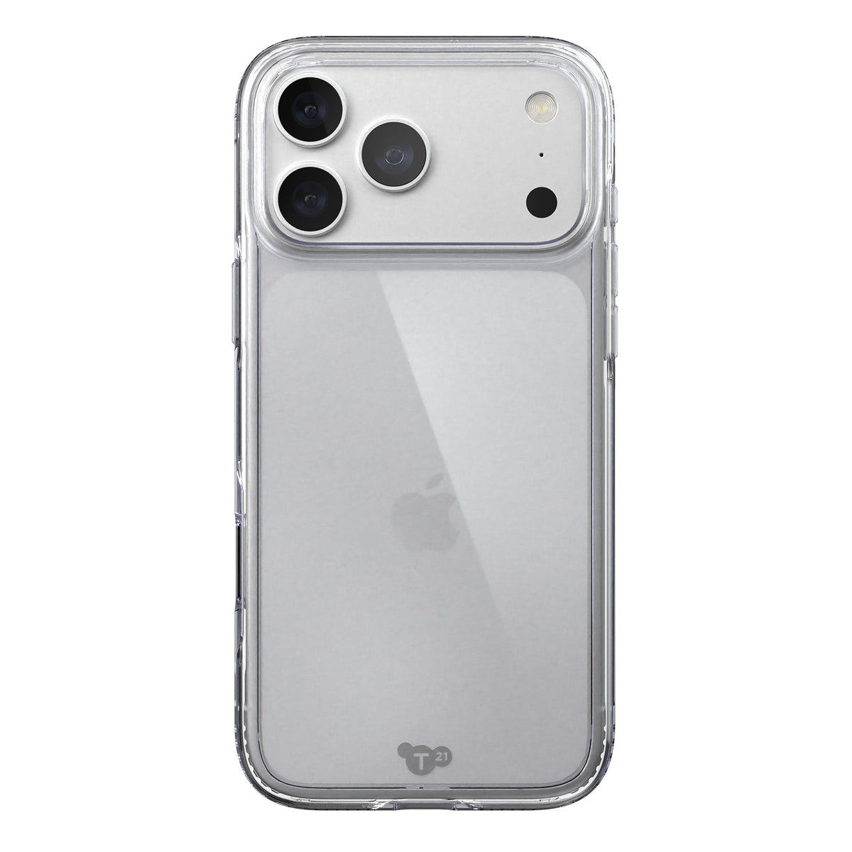 View of the back of the phone case from straight on with phone inside#color_clear