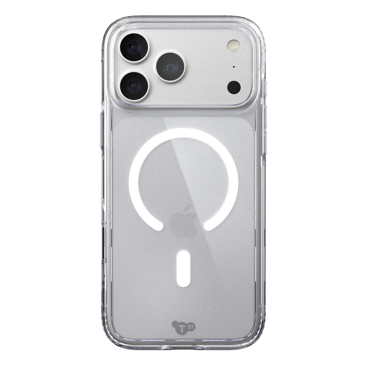 View of the back of the phone case from straight on with phone inside#color_clear